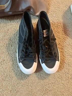 adidas Black and White High-Top Canvas Ankle Boots
